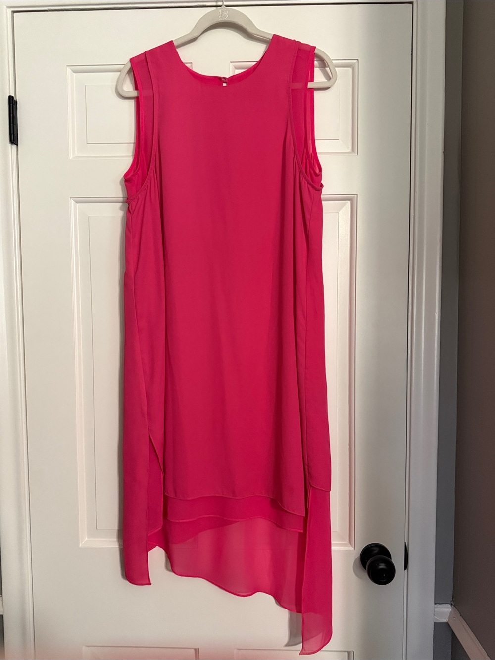 Charlie Paige Bright Hot Pink High-Low Chiffon Dress
